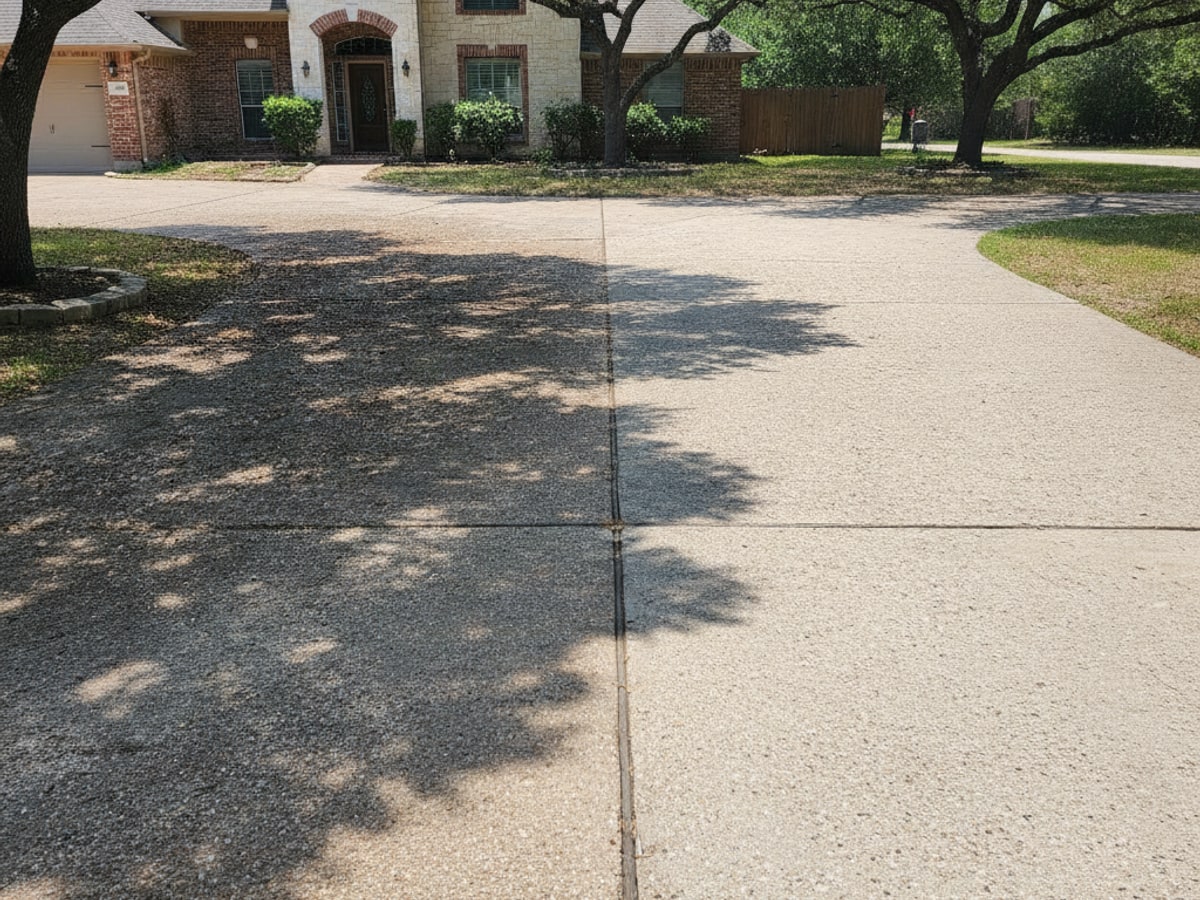 Before and after concrete driveway cleaning result in Austin, TX