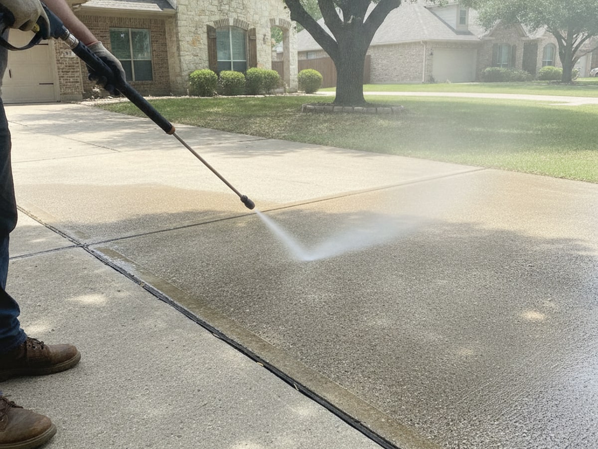 Driveway pressure cleaning job in Austin, TX