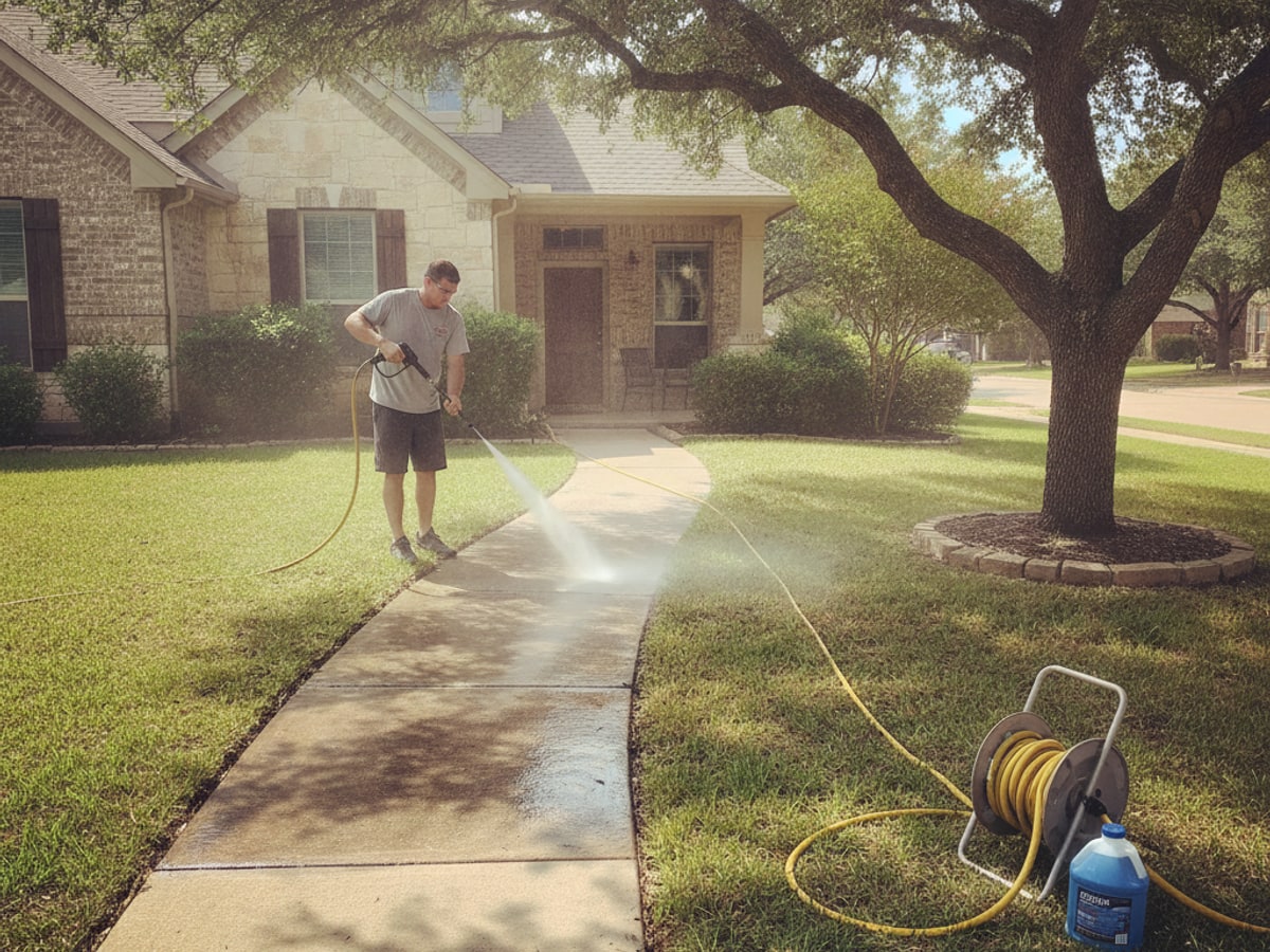 Sidewalk and walkway cleaning job in Austin, TX